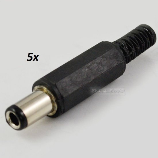 5 pack 3.0mm x 6.3mm male DC power plug connectors - Click Image to Close