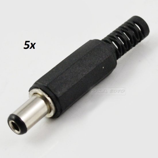 5 pack 2.5mm x 5.5mm male DC power plug connectors - Click Image to Close