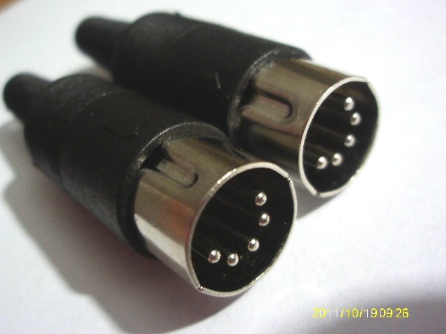 5-Pin DIN Male Plug Connector with black Plastic Handle Male x5 - Click Image to Close